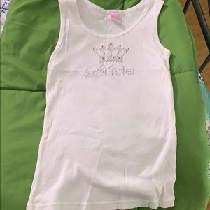White “bedazzled” Bride ribbed tank top